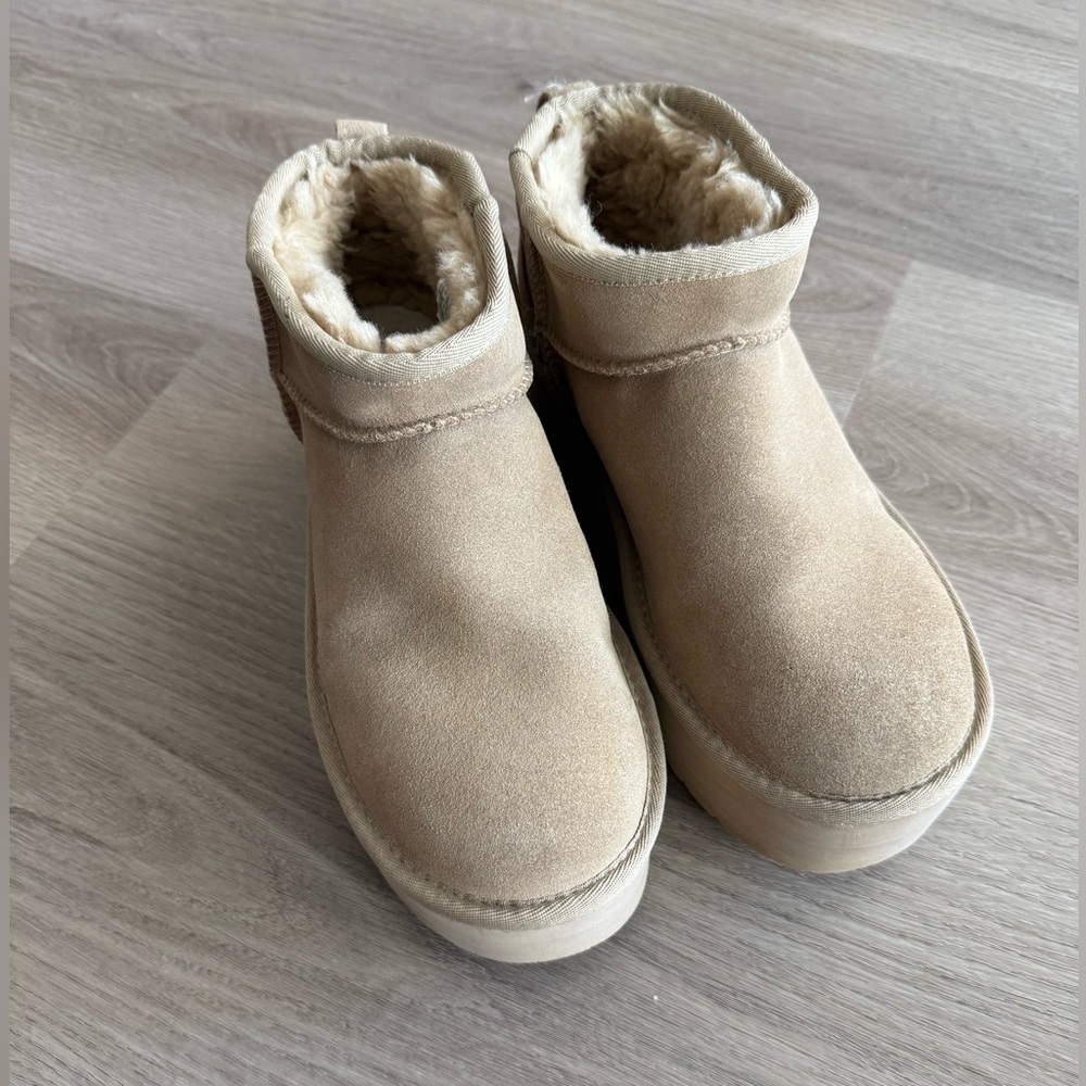 Tan Suede Platform Boots